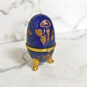 Vintage Indigo Collectible egg trinket box jewellery box